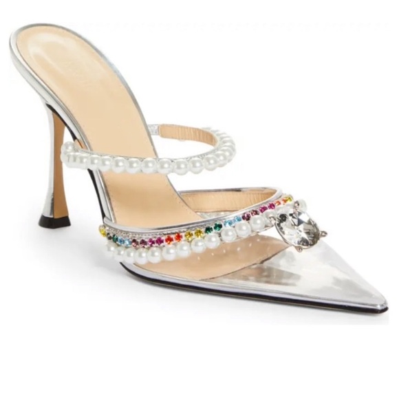 Mach & Mach Diamond of Elizabeth Imitation Pearl Pointed Toe Mule - Picture 1 of 12
